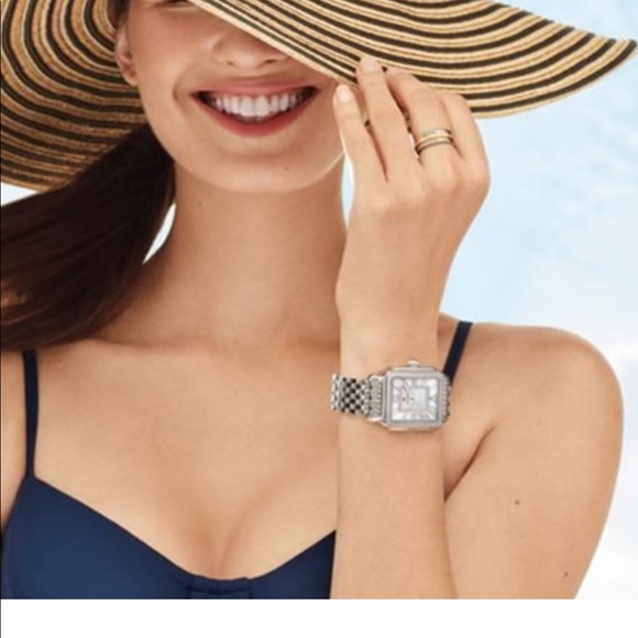 Michele Milou Diamond Stainless Steel square Watch with crystal, 66 diamonds - Picture 2 of 9